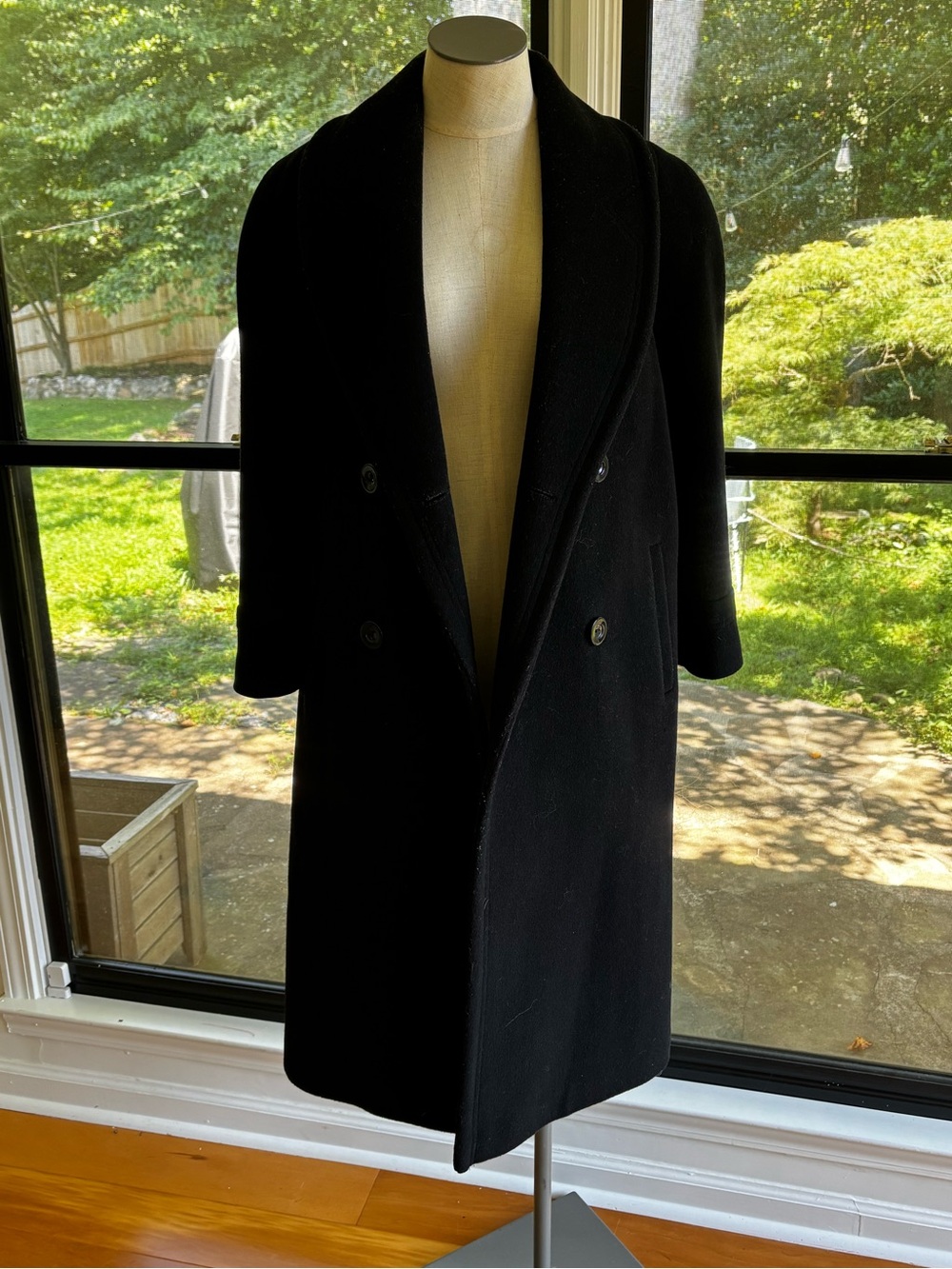 Vintage John Weitz 100% Wool Black Coat - Picture 7 of 12